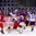 MALMO, SWEDEN - APRIL 4: Finland's Linda Valimaki #10 celebrates a second period goal with Karoliina Rantamaki #29 while Russia's Maria Sorokina #33, Olga Sosina #18 and Iya Gavrilova #8 look on during bronze medal game action at the 2015 IIHF Ice Hockey Women's World Championship. (Photo by Andre Ringuette/HHOF-IIHF Images)

